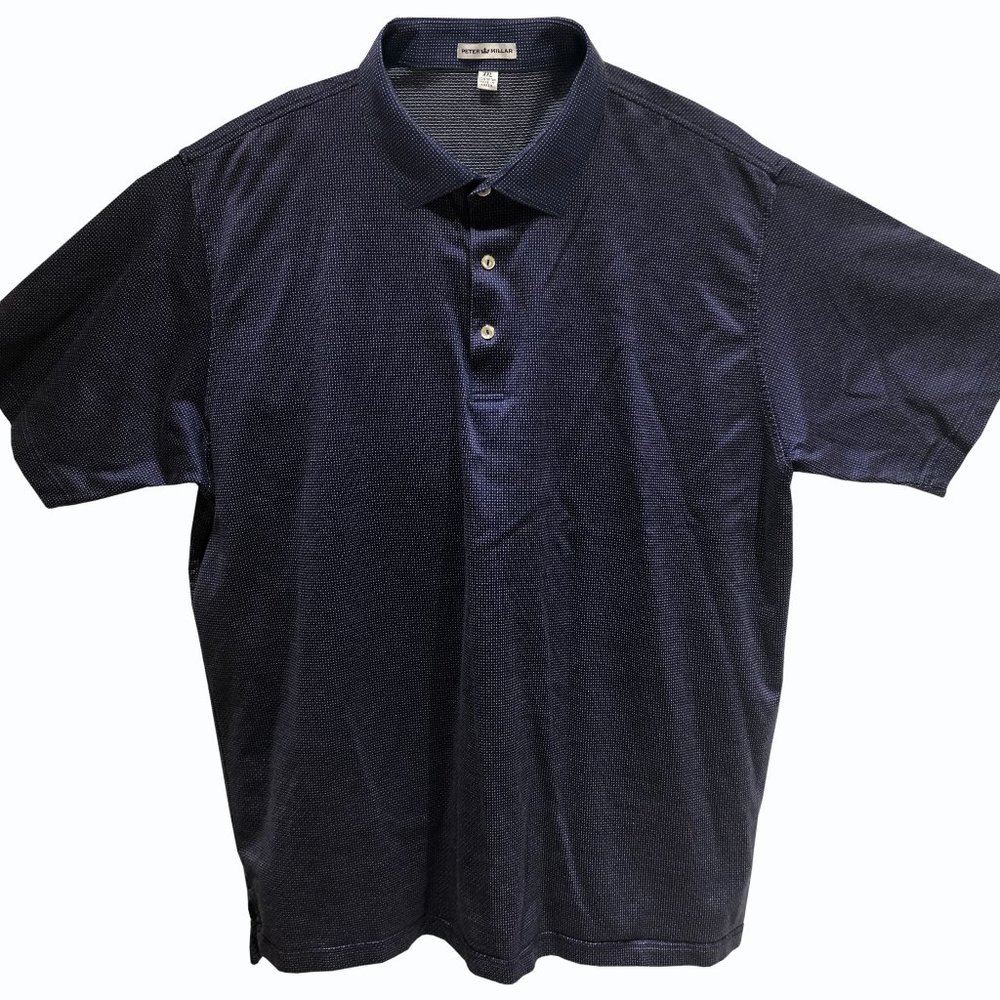 PETER MILLAR Men's Blue Pattern Pima Cotton Performance Polo Shirt sz XXL